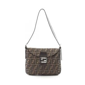 Fendi shoulder bag brown canvas leather